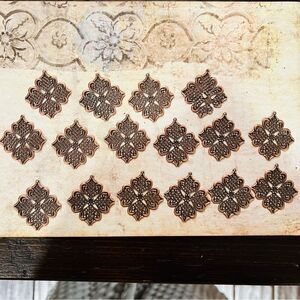 Bundle of 16 Filigree Brass (Copper Color) jewelry making supplies